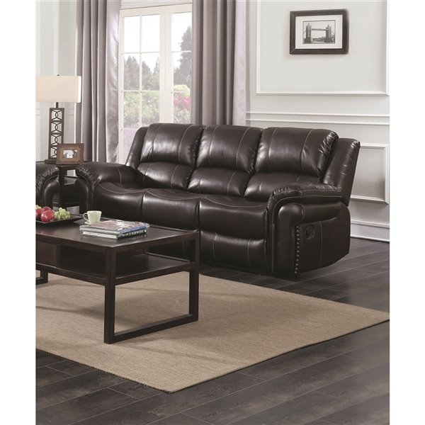 Hometrend Cora Modern Brown Faux, Contemporary Brown Leather Sofa