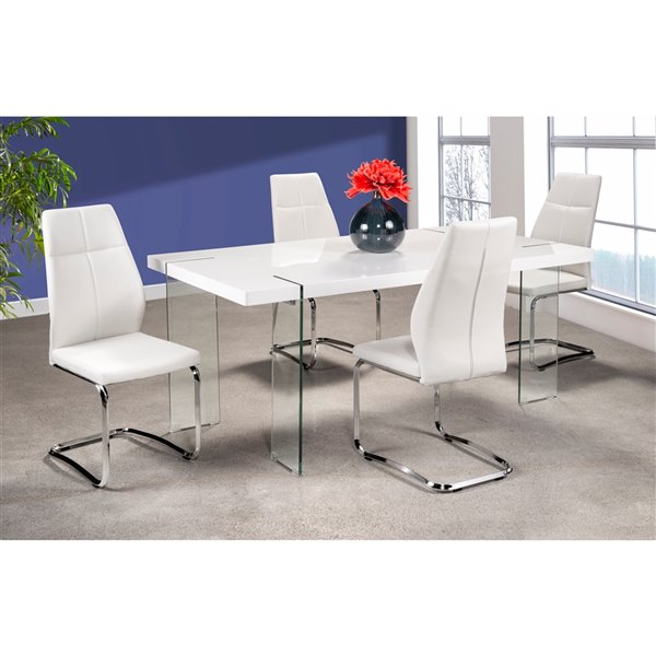 HomeTrend Jodi Dining Set with Rectangular Table - White - 5-Piece 6814 ...