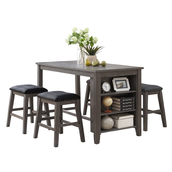 HomeTrend Timbre Dining Set with Rectangular Table - Gray - 3-Piece