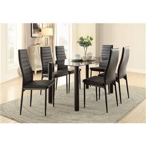 HomeTrend Florian Dining Set with Rectangular Table - Black - 7-Piece