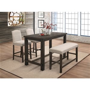 HomeTrend Bartell Dining Set with Rectangular Table - Dark Espresso - 4-Piece