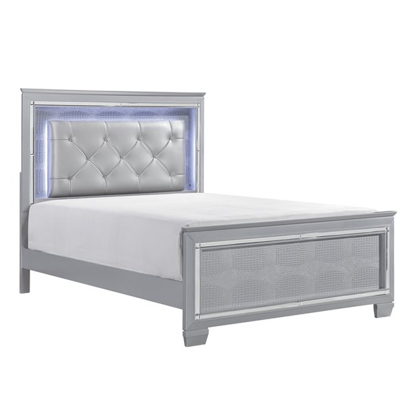 Hometrend Allura Queen Size Silver, Queen Size Silver Bed Frame