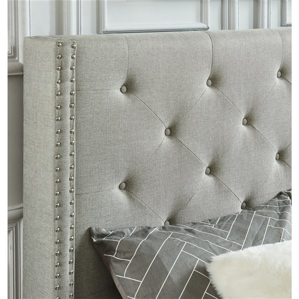 HomeTrend Lisa Queen-Size Gray Upholstered Bed