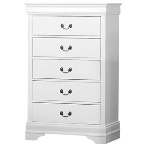 Commode mi-siècle en bois franc asiatique Mayville de HomeTrend, 5 tiroirs, cerisier