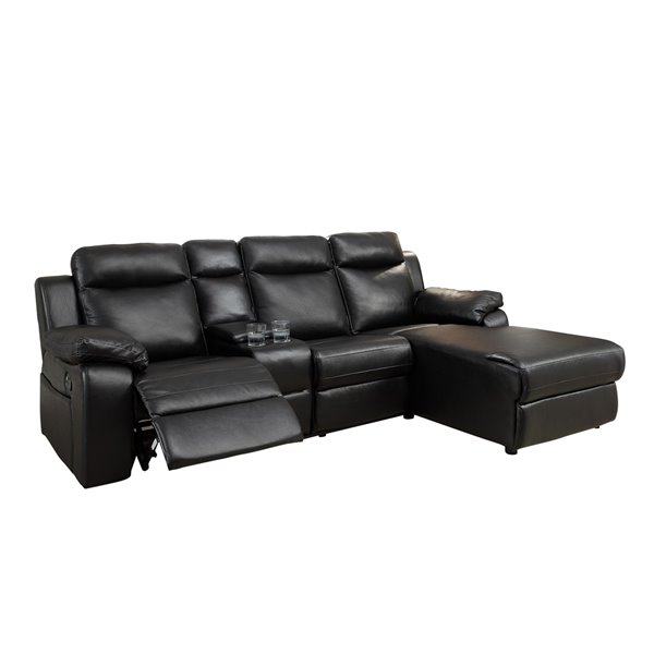 Hometrend Provost Casual Black Faux Leather Sectional 9110blkss Rona Hometrend Provost Casual Black Faux, Grey Faux Leather Sectional Sofa