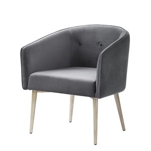 Mazin Industries Nikki Midcentury Velvet Accent Chair - Dark Gray