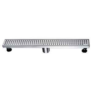 Drain de douche linéaire ToWo, avec grille carrée, 24 po x 3 po, acier inoxydable