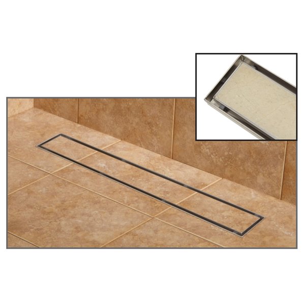 ToWo Linear Shower Drain - Tile-In - 24-in x 3-in - Stainless Steel