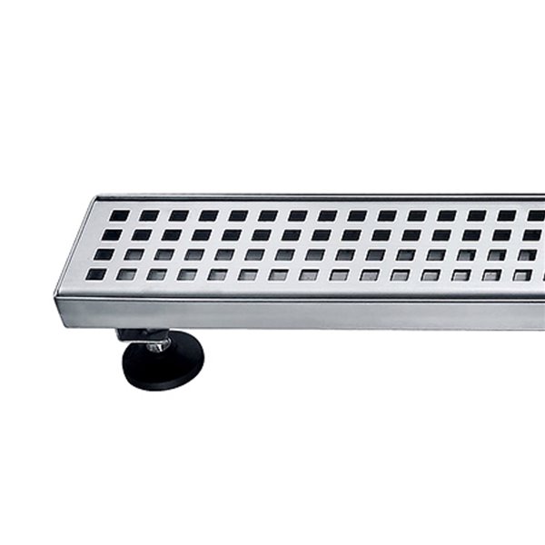 ToWo Linear Shower Drain - Square Grid - 47-in x 3-in - Stainless Steel