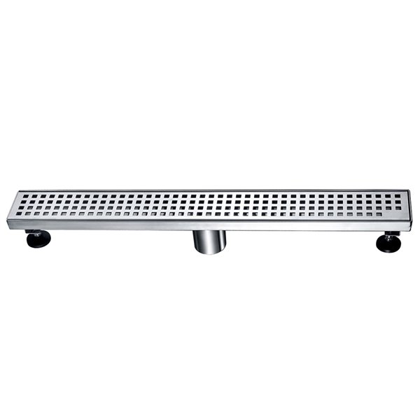 Drain de douche linéaire ToWo, avec grille carrée, 47 po x 3 po, acier inoxydable