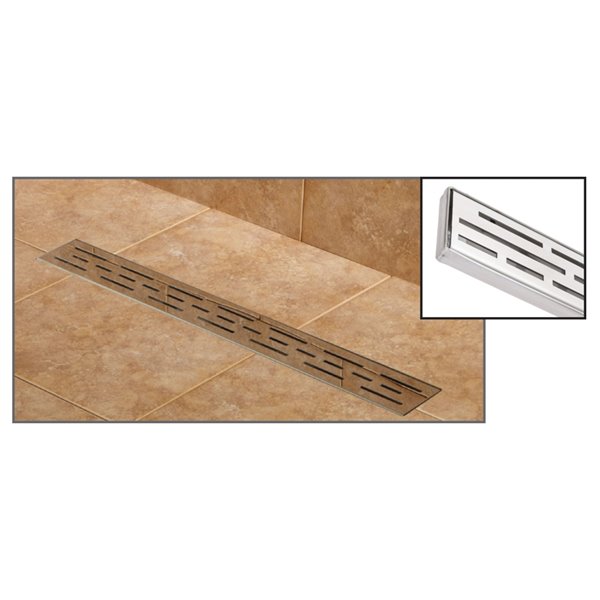 ToWo Linear Shower Drain - Grill Grid - 47-in x 3-in - Stainless Steel