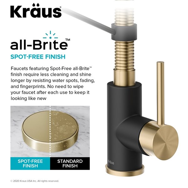 Kraus Single Handle Kitchen Faucet - Antique Champagne Bronze/Matte Black