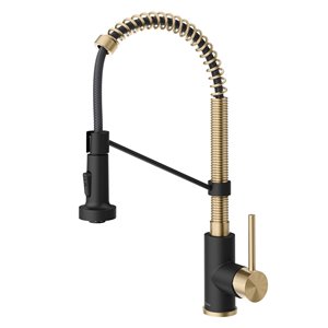 Kraus Single Handle Kitchen Faucet - Antique Champagne Bronze/Matte Black