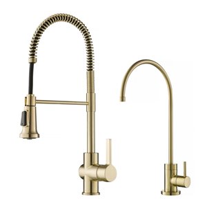 Kraus Kitchen Faucet with Water Filter - Antique Champagne Bronze