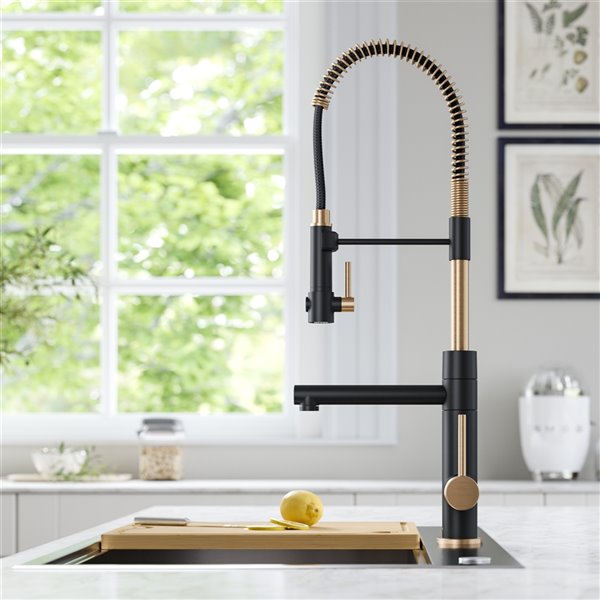 Kraus Pull-Down Faucet with Pot Filler - Antique Champagne Bronze/Matte Black