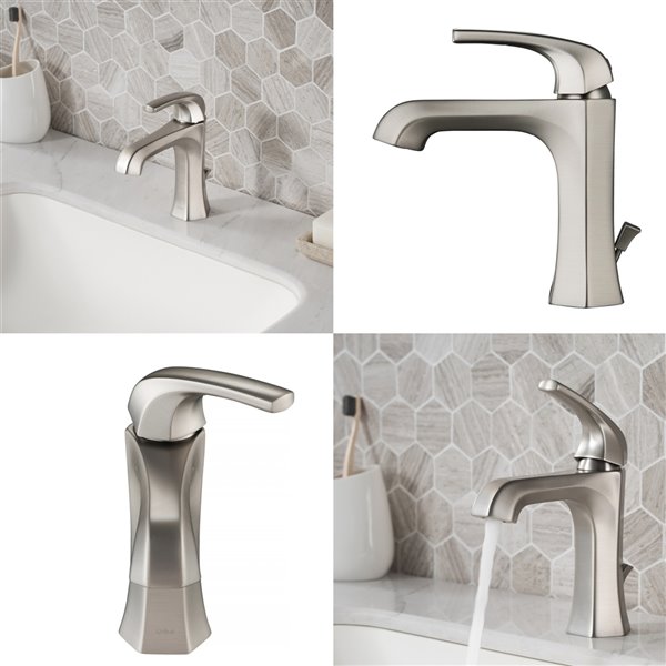 Kraus Esta Single Handle Faucet with Drain - 2 Pack - Stainless Steel