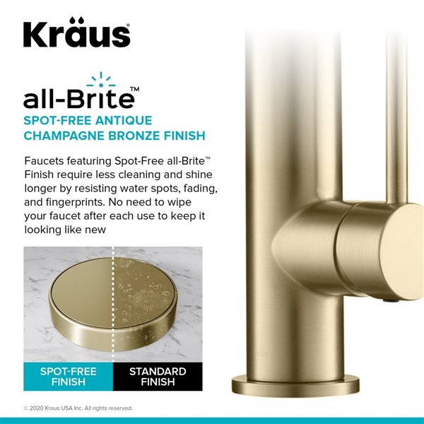 Kraus Faucet Pull-Down Spout with Soap Dispenser - Antique Champagne Bronze