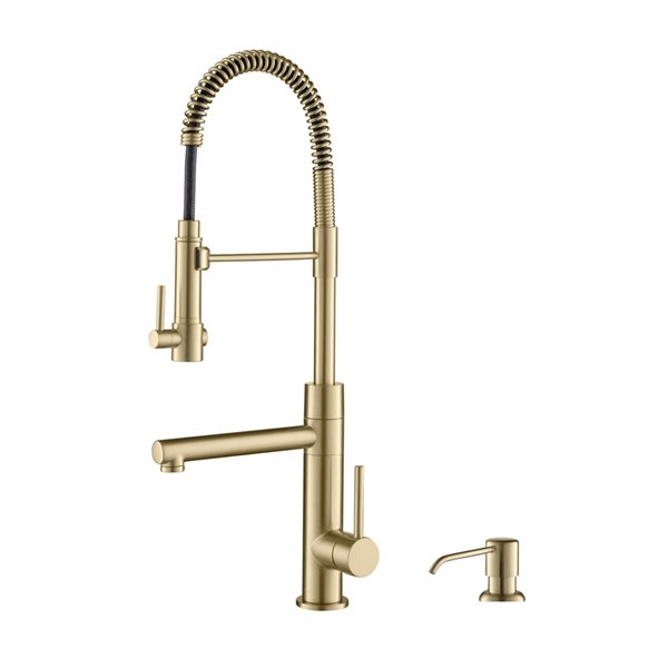 Kraus Faucet Pull-Down Spout with Soap Dispenser - Antique Champagne Bronze