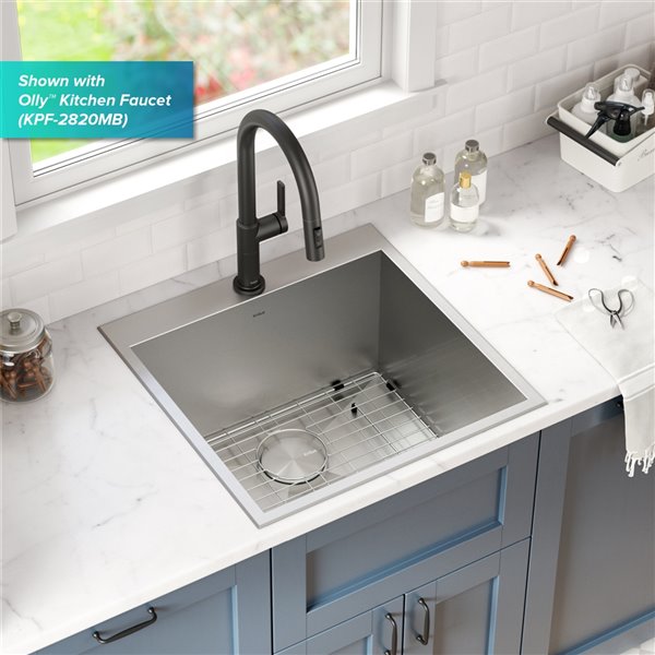 Kaus Dual Mount Drop-In Single Bowl Sink - 22-in - Stainless Steel