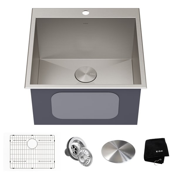 Kaus Dual Mount Drop-In Single Bowl Sink - 22-in - Stainless Steel