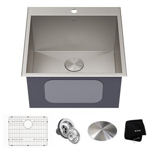 Kaus Dual Mount Drop-In Single Bowl Sink - 22-in - Stainless Steel