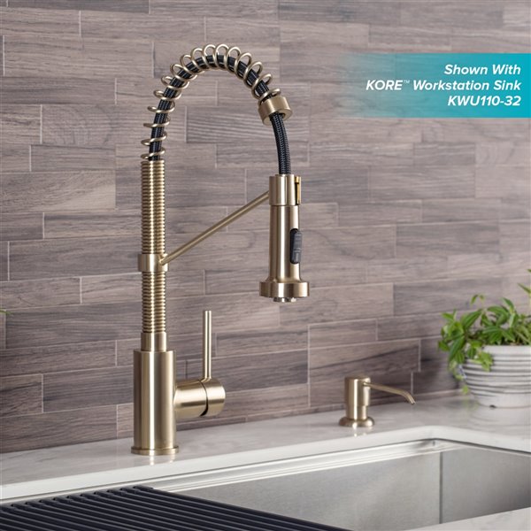 Kraus Single Handle Faucet with Pull-Down Sprayhead - Antique Champagne Bronze