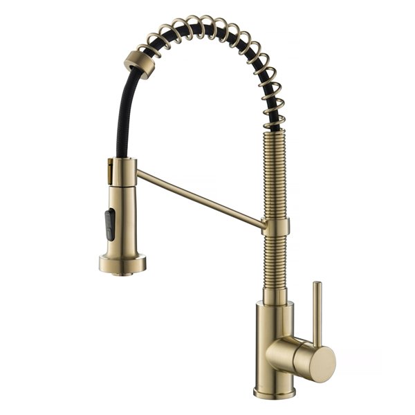 Kraus Single Handle Faucet with Pull-Down Sprayhead - Antique Champagne Bronze