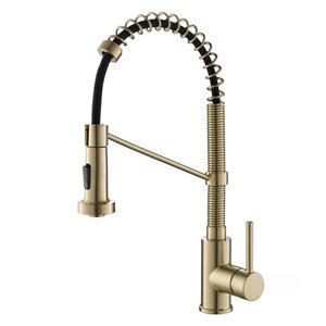 Kraus Single Handle Faucet with Pull-Down Sprayhead - Antique Champagne Bronze