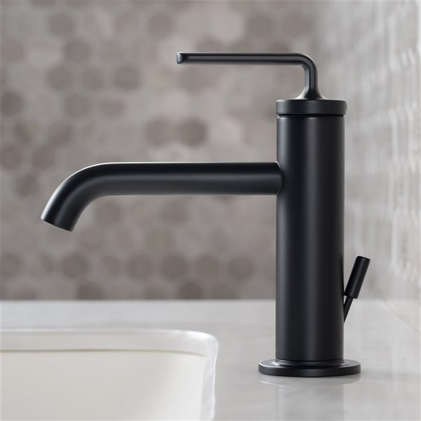 Kraus Ramus Single Handle Bathroom Faucet with Drain - 2 Pack - Matte Black