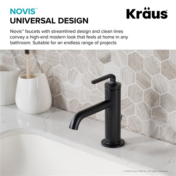 Kraus Ramus Single Handle Bathroom Faucet with Drain - 2 Pack - Matte Black