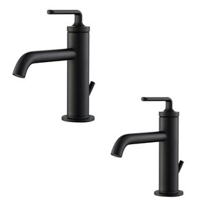 Kraus Ramus Single Handle Bathroom Faucet with Drain - 2 Pack - Matte Black