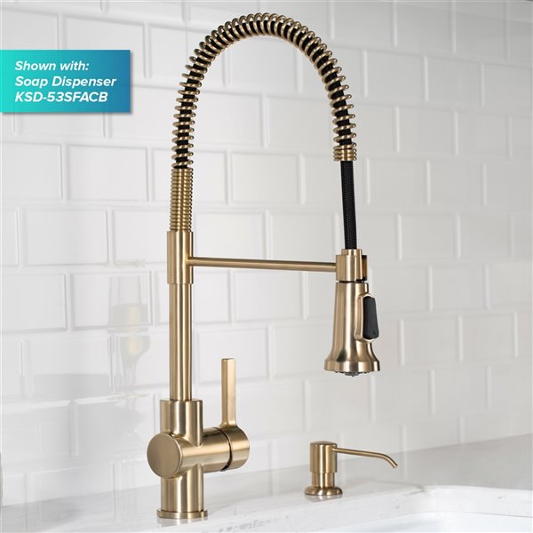 Kraus Faucet with Deck Plate and Soap Dispenser - Antique Champagne Bronze