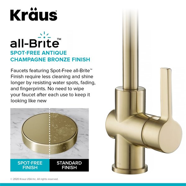 Kraus Faucet with Deck Plate and Soap Dispenser - Antique Champagne Bronze