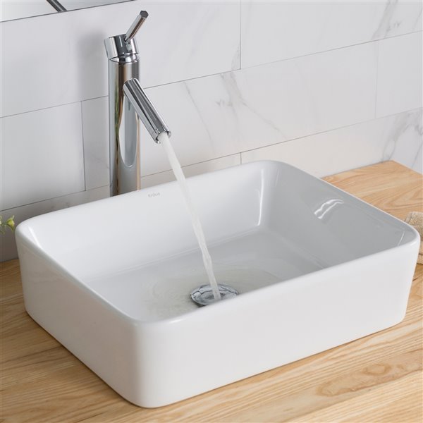Kraus Modern Rectangular Vessel Ceramic Sink - 2 Pack - 19-in - White