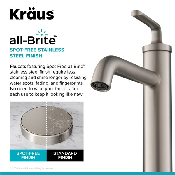 Kraus Single Handle Vessel Bathroom Faucet with Drain - 2 Pack - Stainless