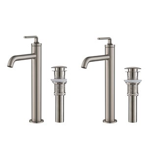 Kraus Single Handle Vessel Bathroom Faucet with Drain - 2 Pack - Stainless