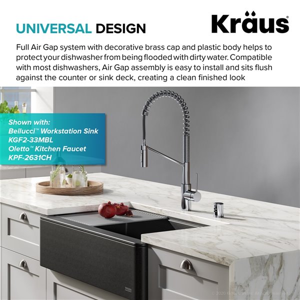 Kraus Dishwasher Universal Air Gap - Chrome