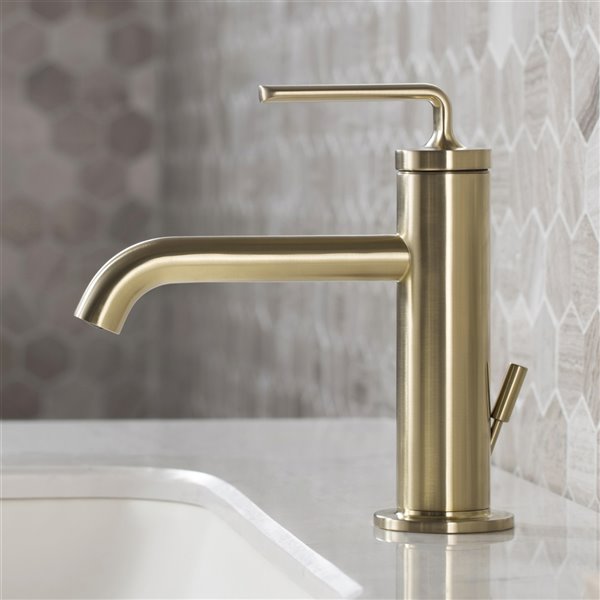 Kraus Ramus Single Handle Bathroom Faucet with Lift Rod Drain - Brushed Gold