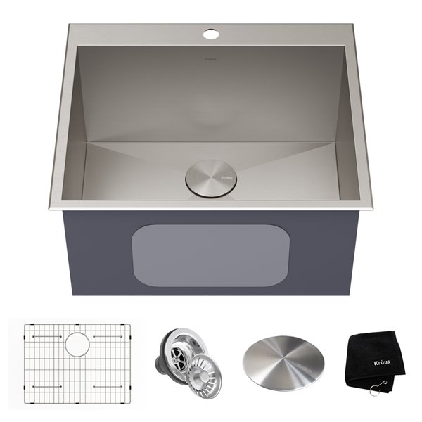 Kraus 25-in Stainless Steel Dual Mount Drop-In Single Bowl Laundry Sink