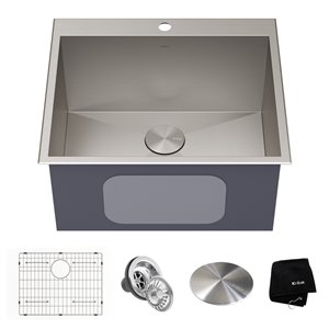 Kraus 25-in Stainless Steel Dual Mount Drop-In Single Bowl Laundry Sink