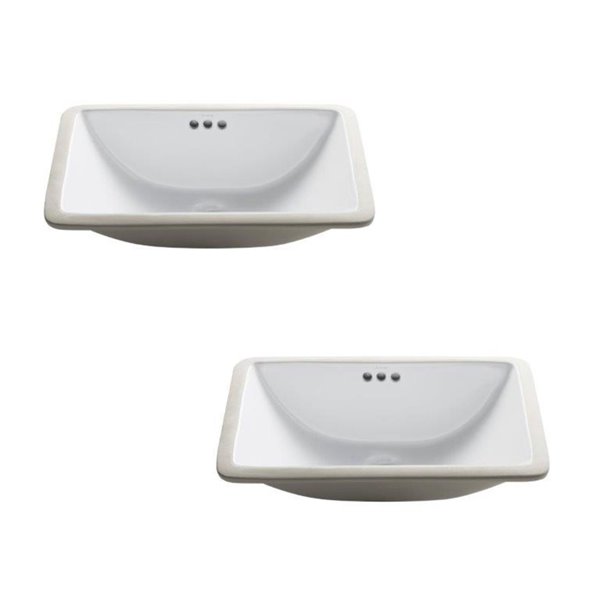 Kraus Rectangular Undermount Ceramic Sink - 2 Pack - 21-in - White