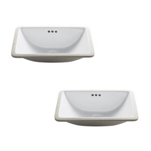 Kraus Rectangular Undermount Ceramic Sink - 2 Pack - 21-in - White