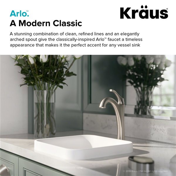 Kraus Arlo Single Handle Faucet with Pop Up Drain - 2 Pack - Brushed Nickel