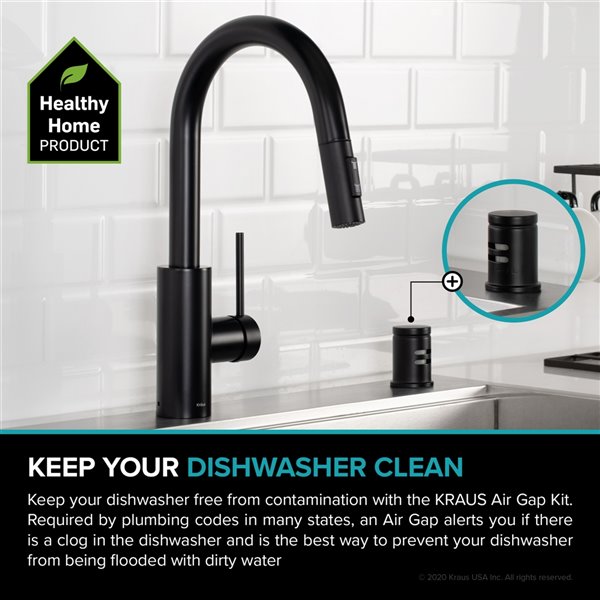 Kraus Dishwasher Air Gap - Matte Black