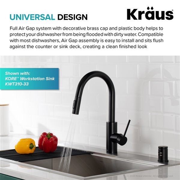 Kraus Dishwasher Air Gap - Matte Black