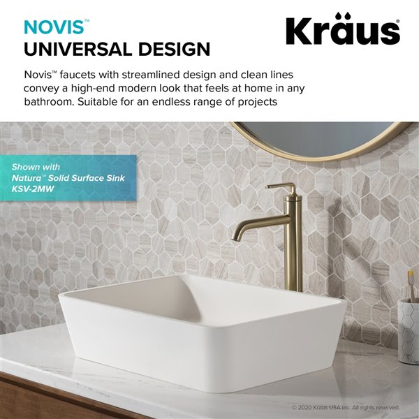 Kraus Ramus Single Handle Vessel Faucet with Drain - 2 Pack - Brushed Gold