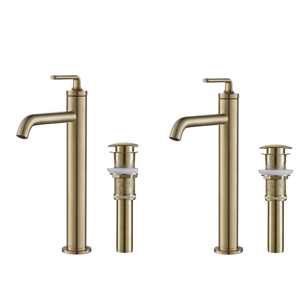 Kraus Ramus Single Handle Vessel Faucet with Drain - 2 Pack - Brushed Gold