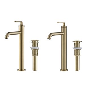 Kraus Ramus Single Handle Vessel Faucet with Drain - 2 Pack - Brushed Gold