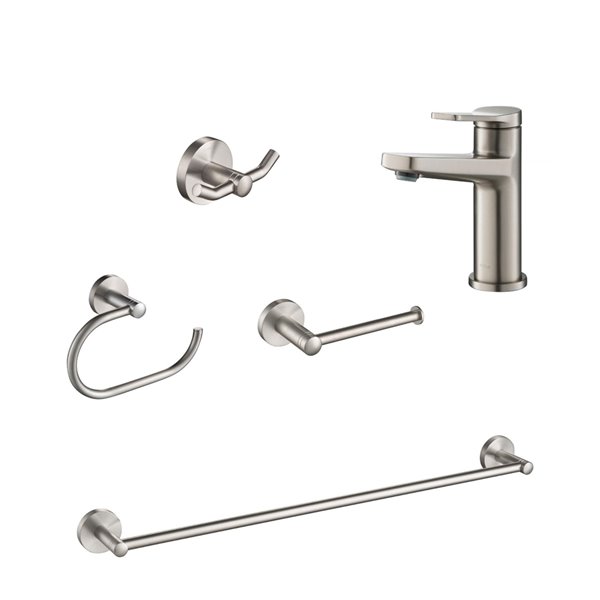 Kraus Indy Bathroom Faucet and Accessory Set - 4 Pieces - Stainless ...