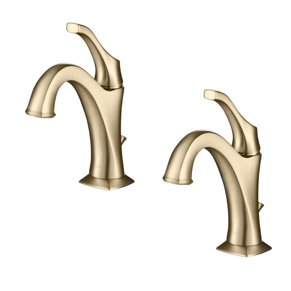Kraus Arlo Bathroom Faucet with Drain and Deck Plate - 2 Pack - Brushed Gold